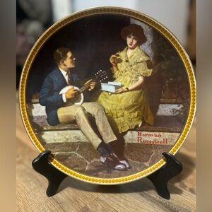 Norman Rockwell Decorative Plate with Yellow and Black Accents